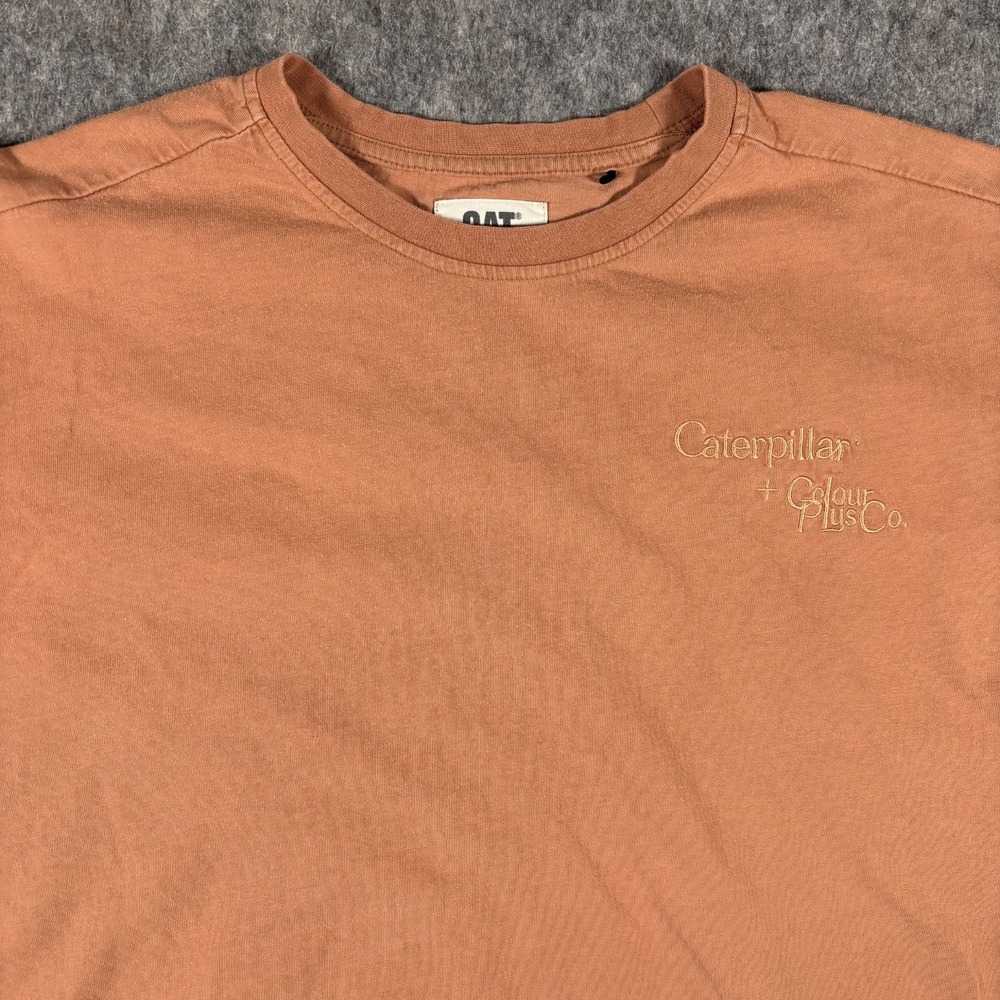 CAT Caterpillar Color Plus Co T-Shirt Men's Small Tan Orange‎ Short Sleeve - Picture 4 of 8